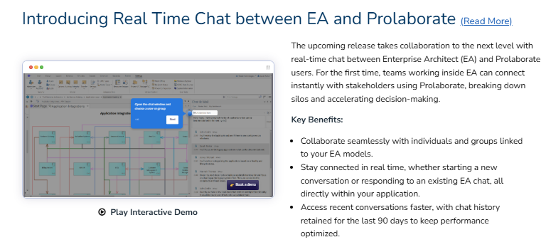 Chat en tiempo real entre Enterprise Architect y Prolaborate